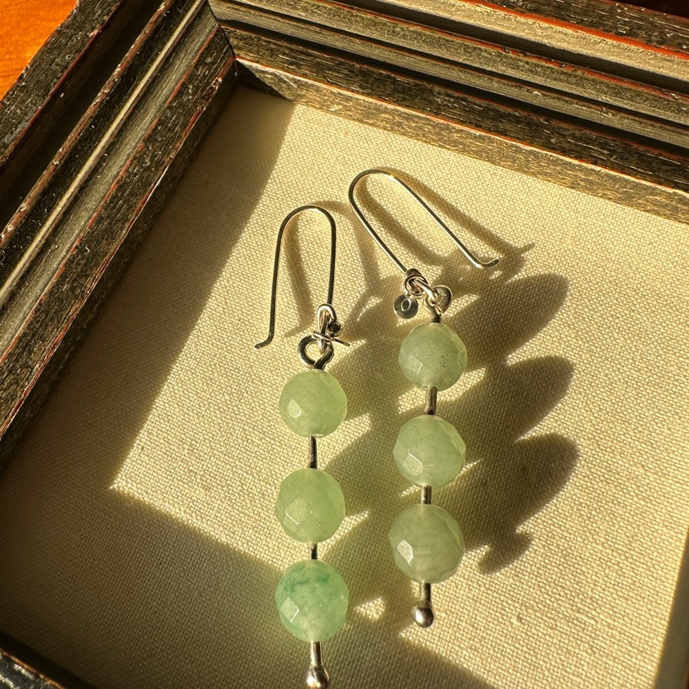 Green aventurine and sterling silver earrings